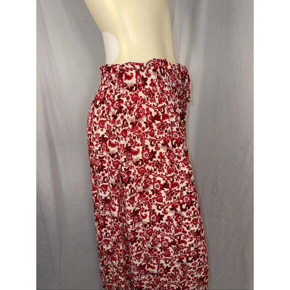 Vintage Inspired I.N. Studio Red Floral Maxi Skirt Rayon Button Front Boho Cotta - Picture 14 of 14